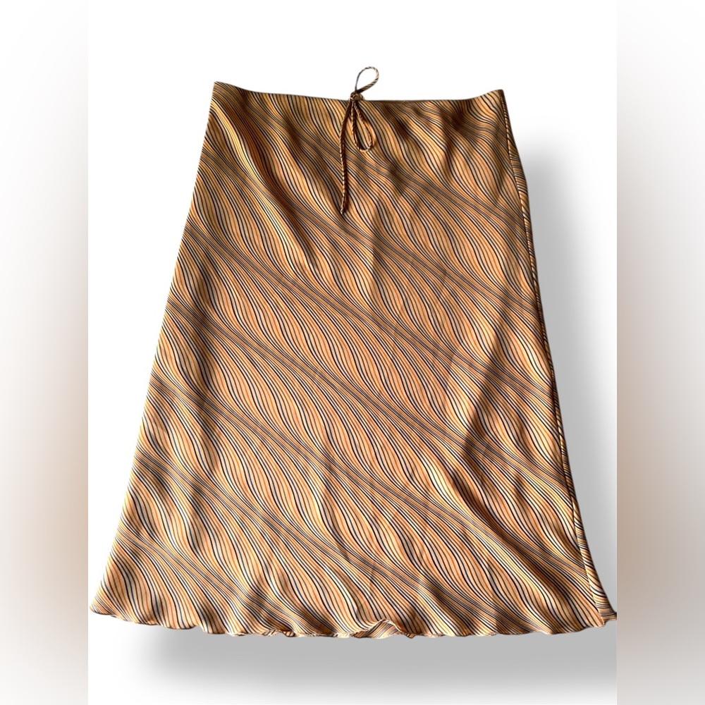 Vintage 90s Zara multicolor Woven Striped Midi A Line Skirt 10 Academia retro